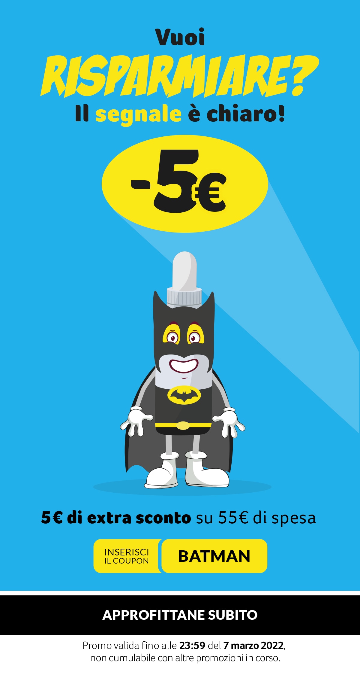 -5€ su 55€ di spesa con coupon BATMAN